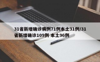 31省新增确诊病例71例本土31例/31省新增确诊109例 本土96例