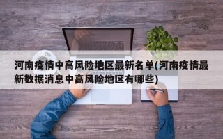 河南疫情中高风险地区最新名单(河南疫情最新数据消息中高风险地区有哪些)